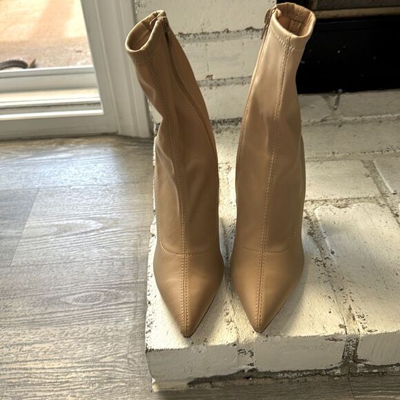 Forever 21 Women Sock Ankle Boot Size 8 Beige Ivory Cream Stretch Nylon Sexy - Picture 2 of 6